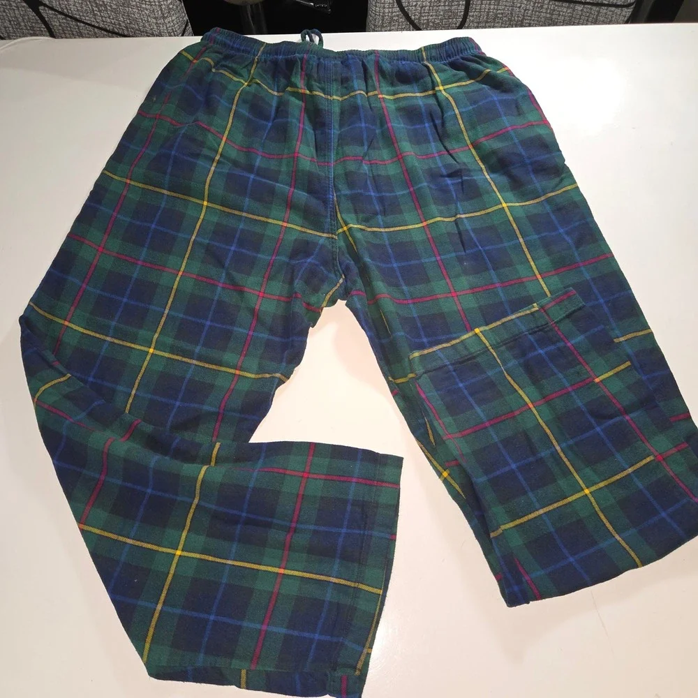 Polo Ralph Lauren Mens XL Green Blue Tartan Plaid Flannel Pajama Pants Cotton
